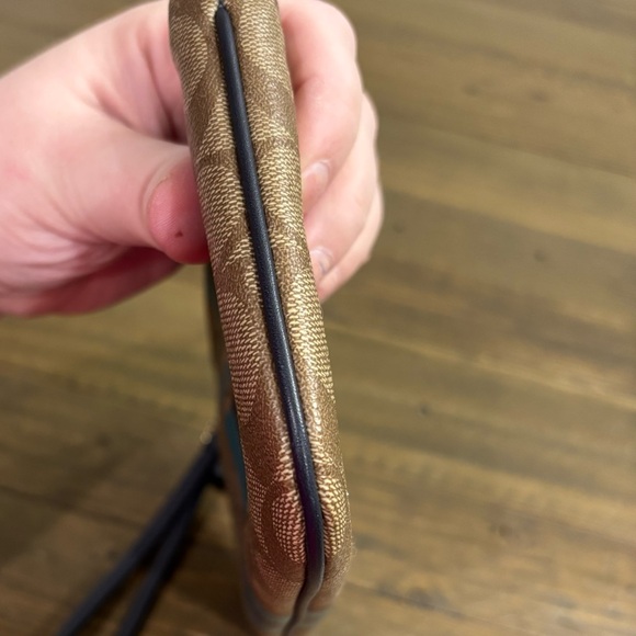 Coach Varsity LG Wristlet in Signature C Brown Leather and Shades of Blue - Picture 4 of 7